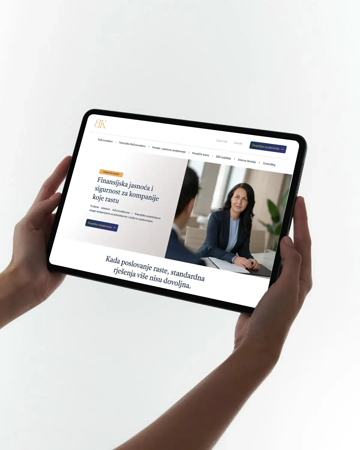 Financing website presented on a tablet